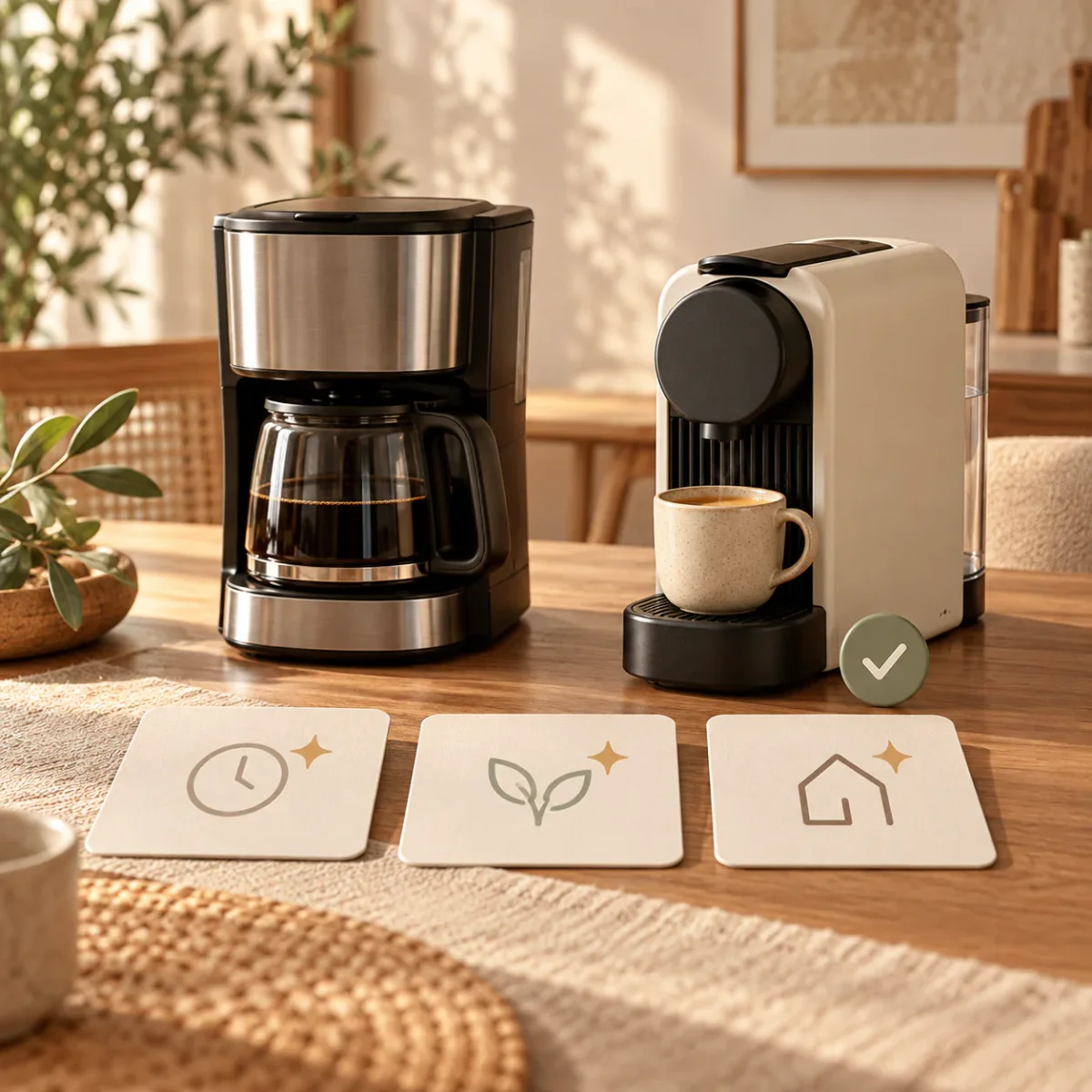 Comparação de duas cafeteiras com critérios de escolha